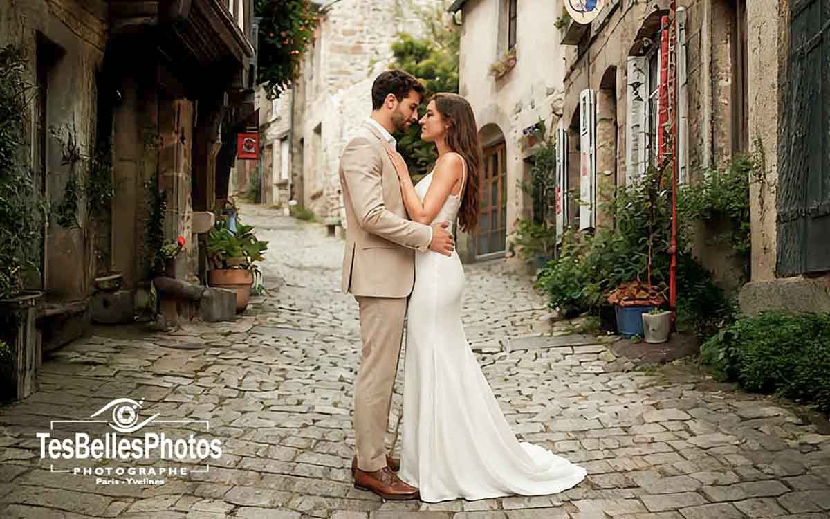 Photographe mariage Dinan – couple mariés en pose intime