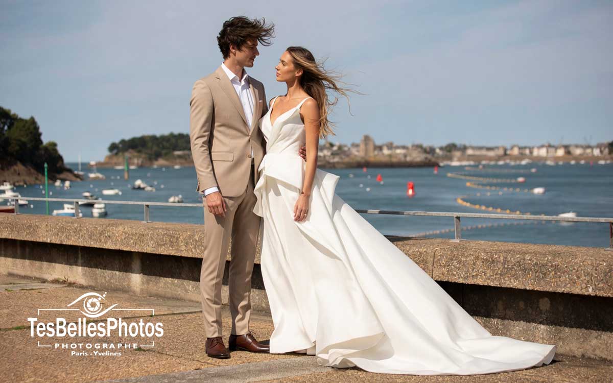 Couple de mariés à Saint-Malo – reportage photo naturel