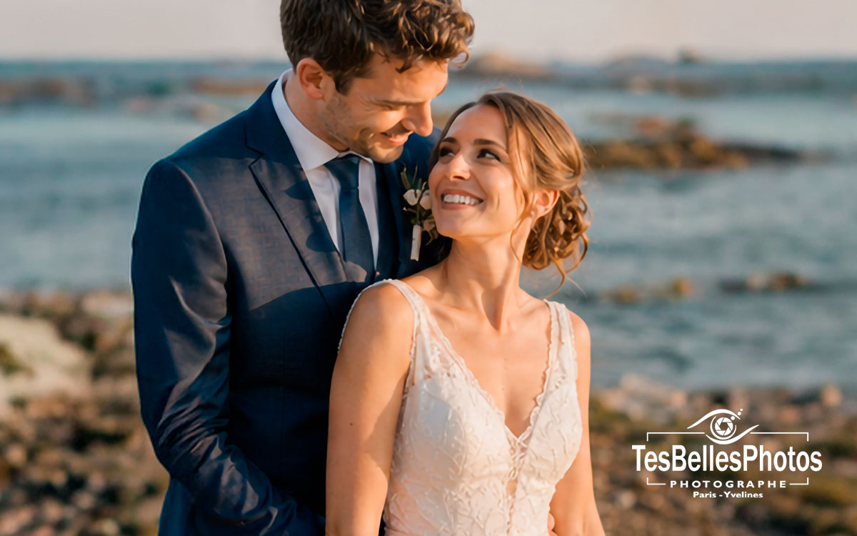 Photographe mariage Rennes – Day After des mariés sur la plage près de Rennes