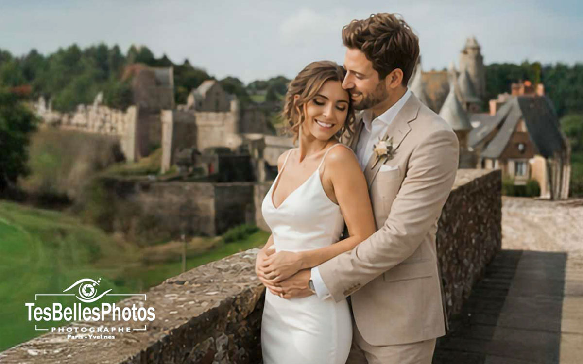 Photographe mariage Fougères – couple de mariés capturé dans un moment tendre