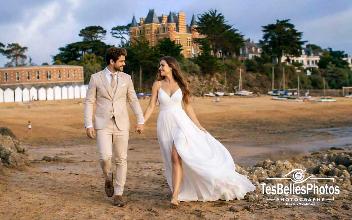 Séance couple mariés sur la plage de Saint-Briac-sur-Mer