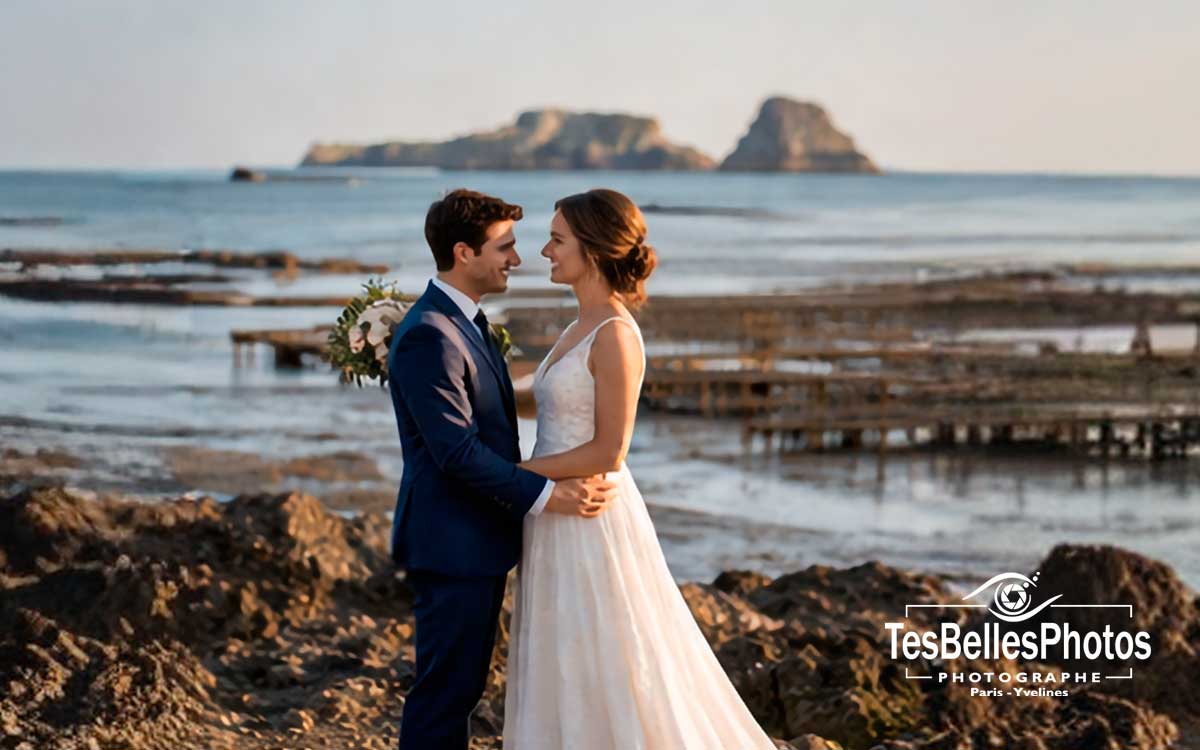 Photographe mariage Cancale – séance couple élégante
