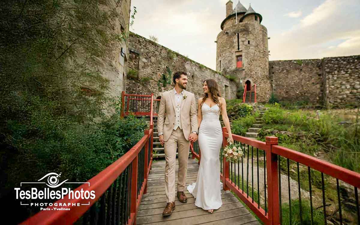 Photographe mariage Fougères – séance couple complice au château