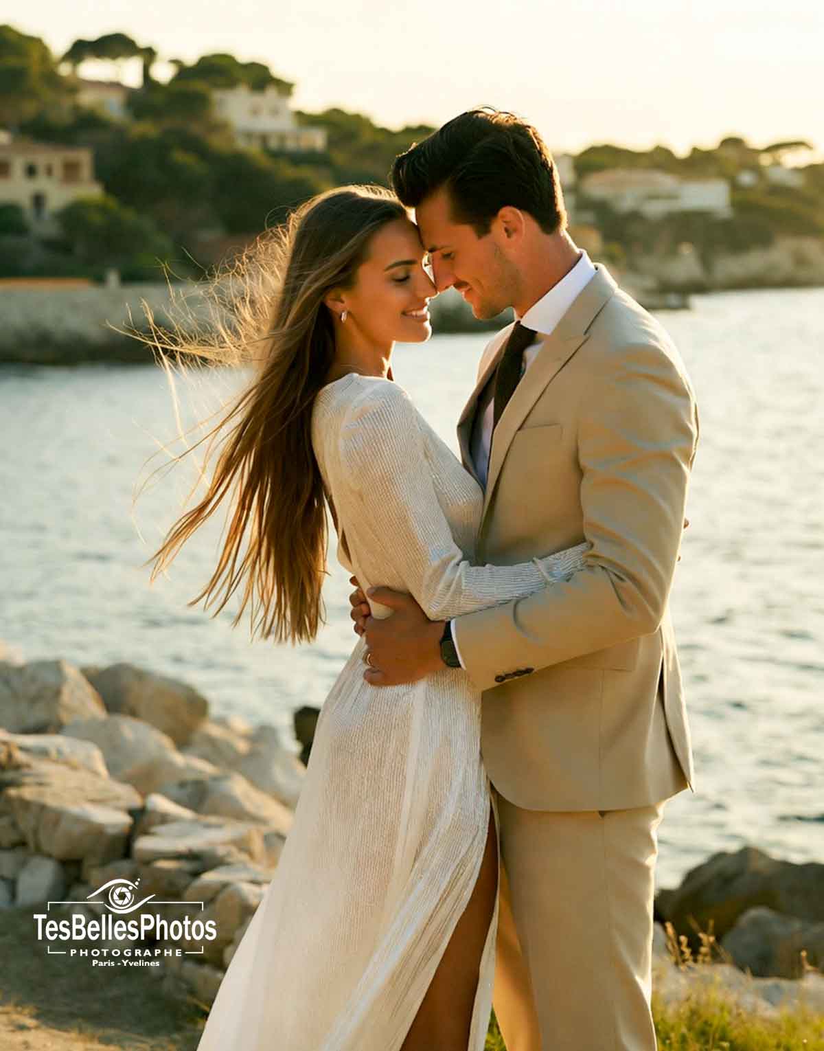 Photographe de mariage à Saint‑Lunaire – reportage photo naturel et élégant des mariés au bord de la mer