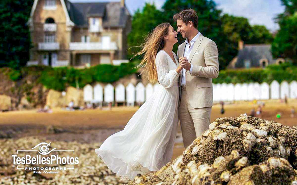 Photographe mariage Saint-Briac-sur-Mer – séance couple élégante