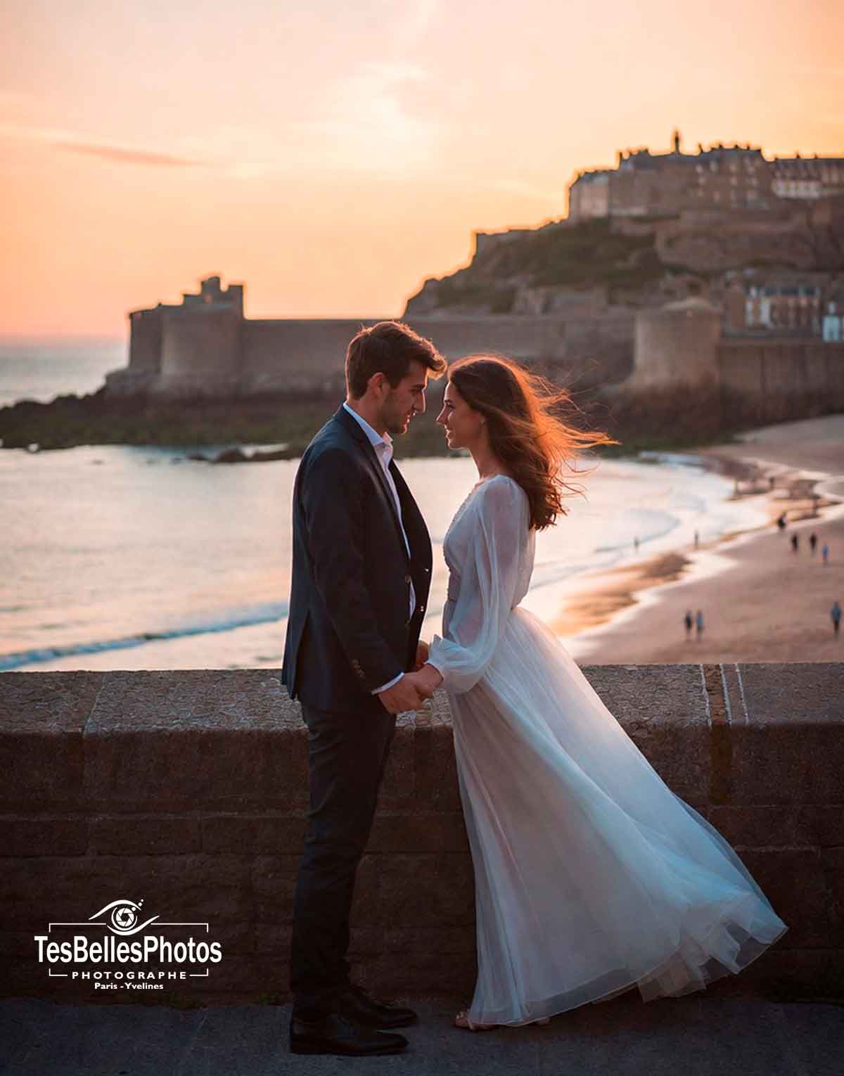 Photographe pour reportage mariage à Saint-Malo – style naturel et élégant