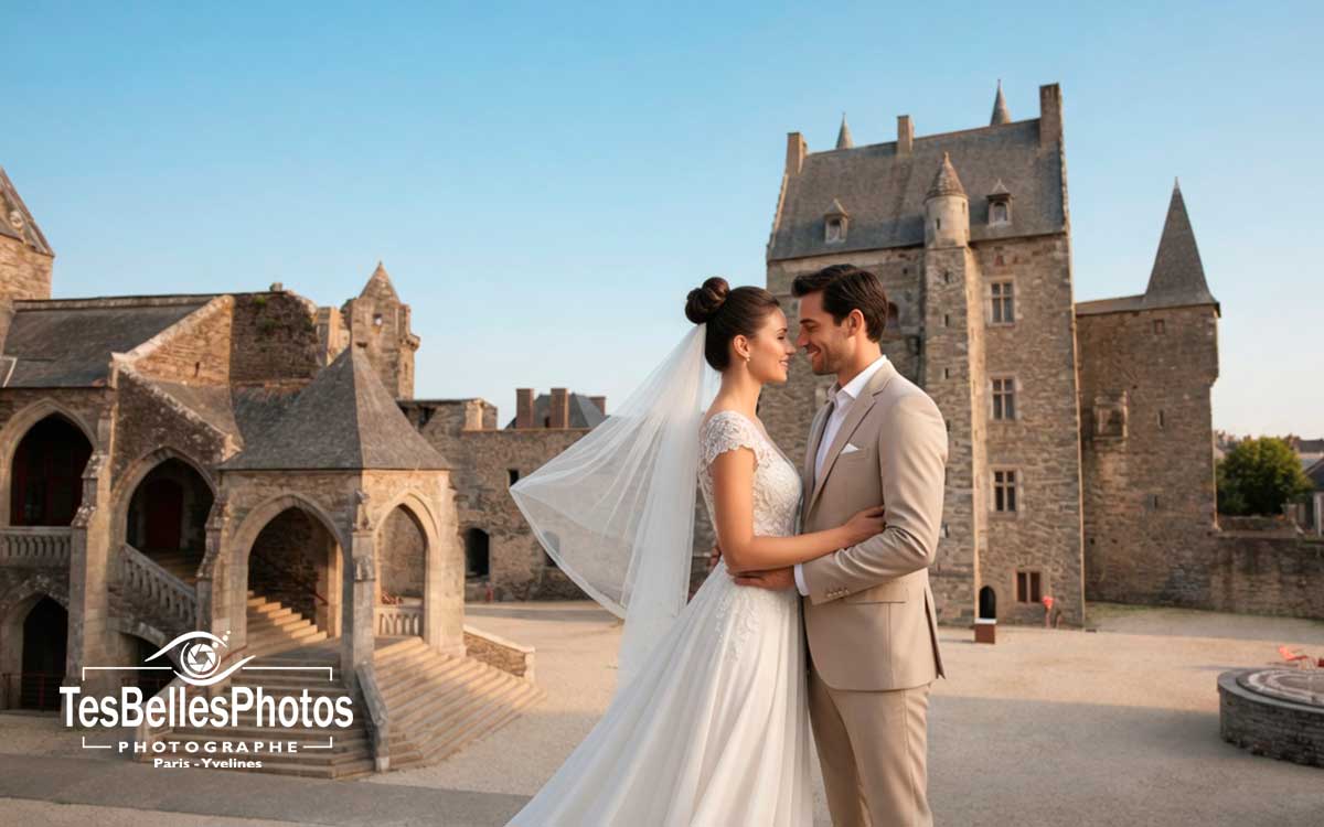 Photographe mariage Vitré – séance couple de mariés au Château de Vitré